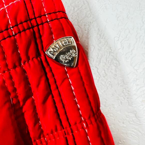 Post Card Quilted Ski Jacket Full Zip Plaid Red Mock Neck - 6 - Picture 6 of 10